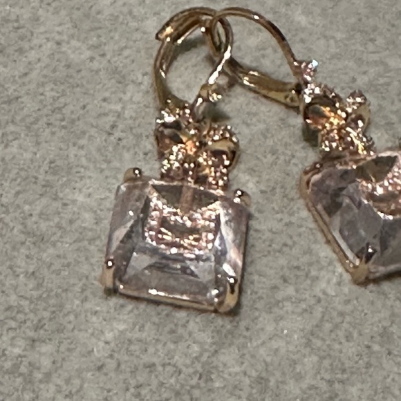 Gold and Silver Crystal Crown Earrings. Cat earrings. - Picture 2 of 7